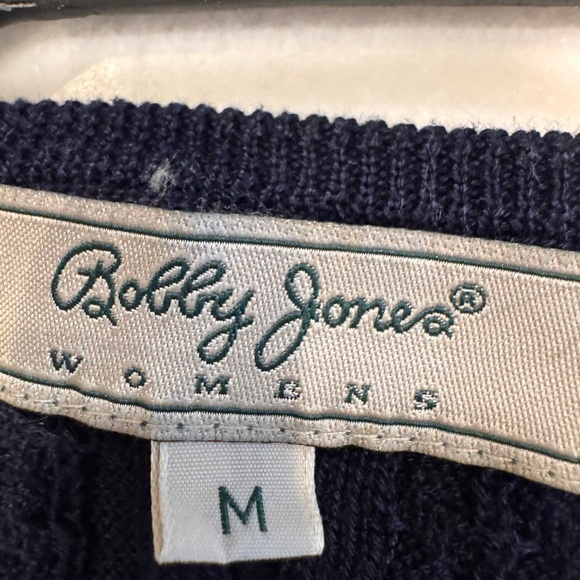 Bobby Jones Women’s Cable Knit Sweater Vest Navy Medium V neck Golf Sport - Picture 3 of 8